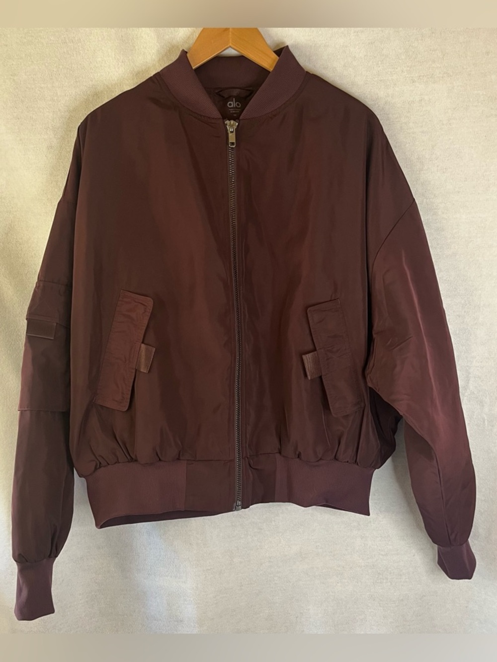 ALO Yoga Women's Jacket It Girl Bomber Oxblood Maroon Oversized Sz Medium NWOT